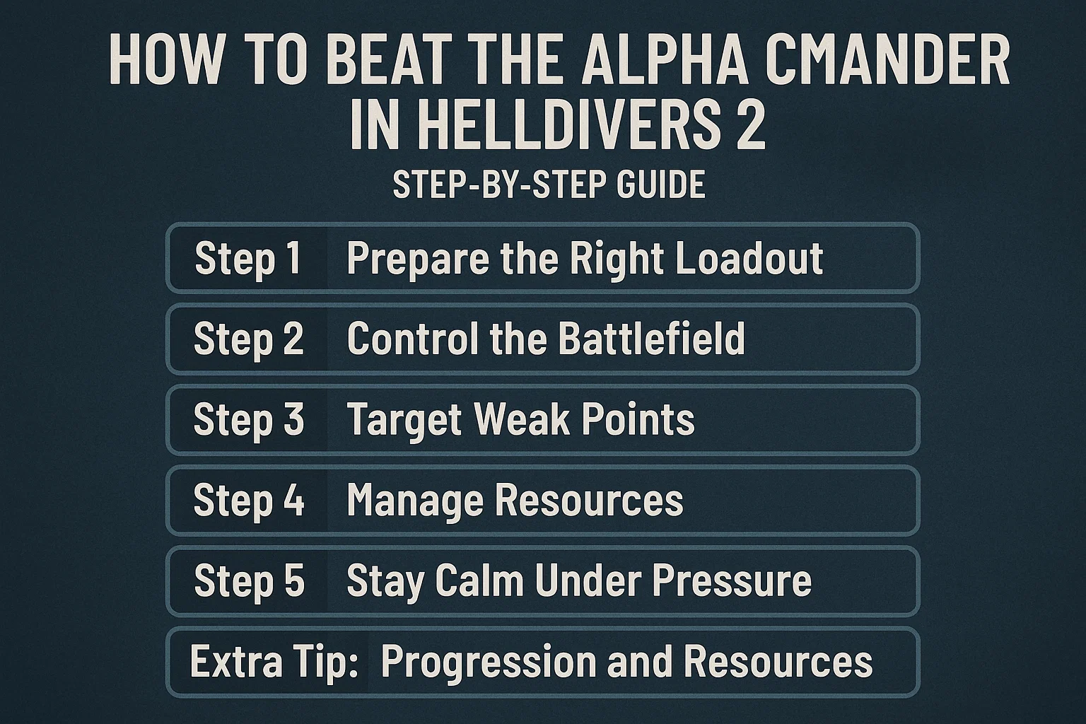 How to Beat the Alpha Commander in Helldivers 2: Step-by-Step Guide